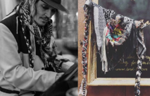 Johnny Depp playing piano in Montreux with his u-jack sparrow scarf 